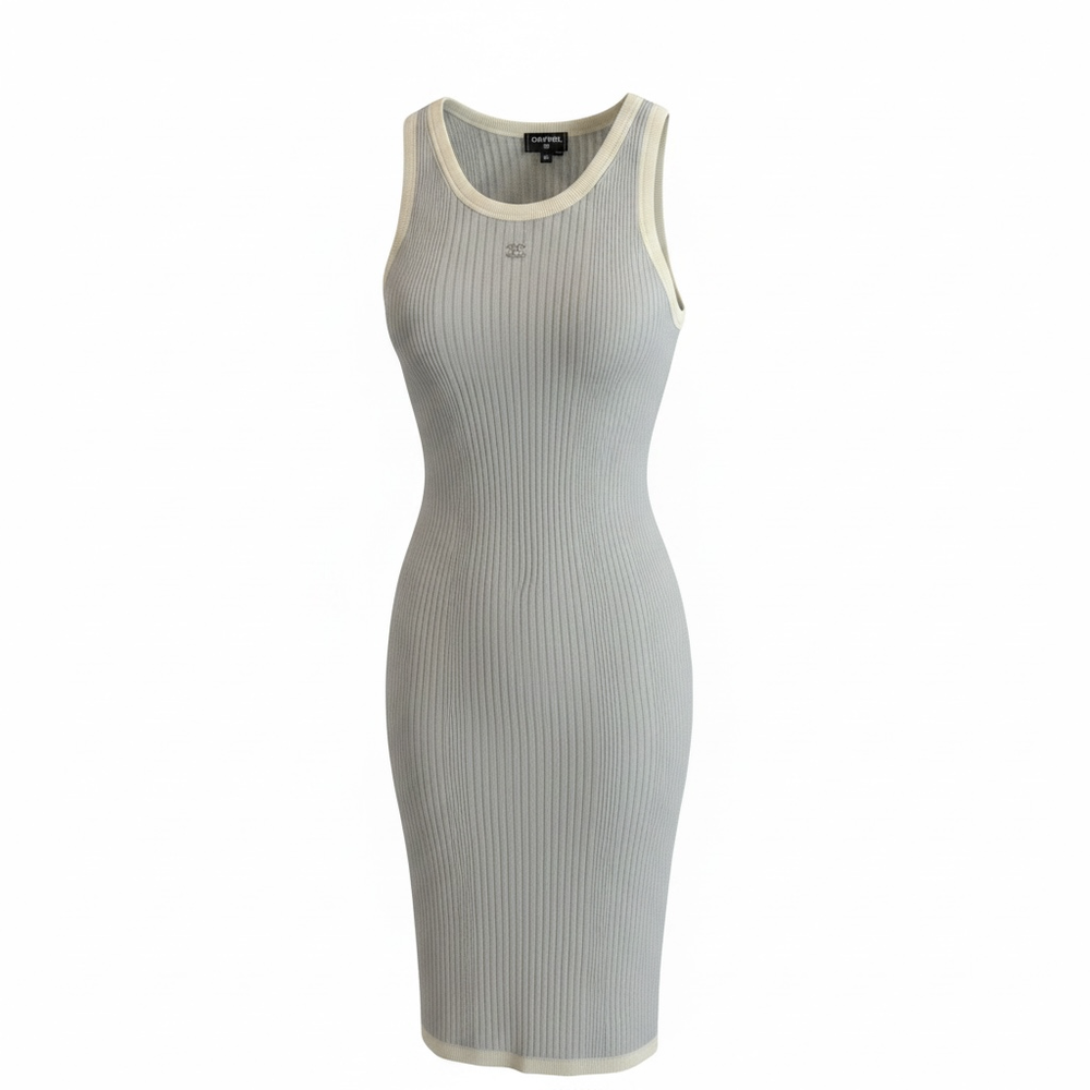 chanel bodycon dress Chanel Knit Belted 2009 Midi Sweater Dress Black 40
